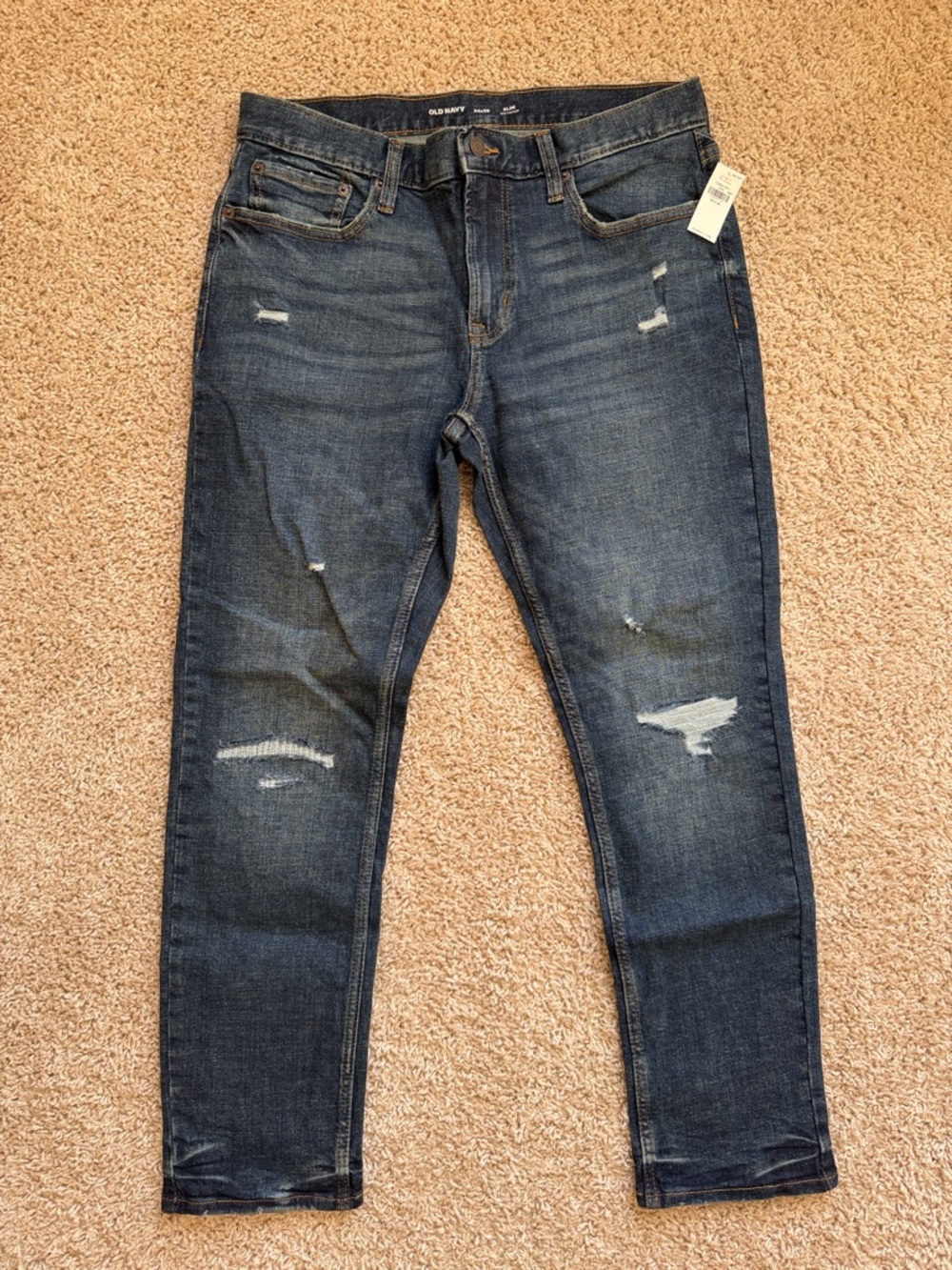 NWT Old Navy Men’s Blue Slim Distressed Jeans
